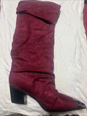GPXGPX Women's Burgundy Slouch Block Heel Boot
